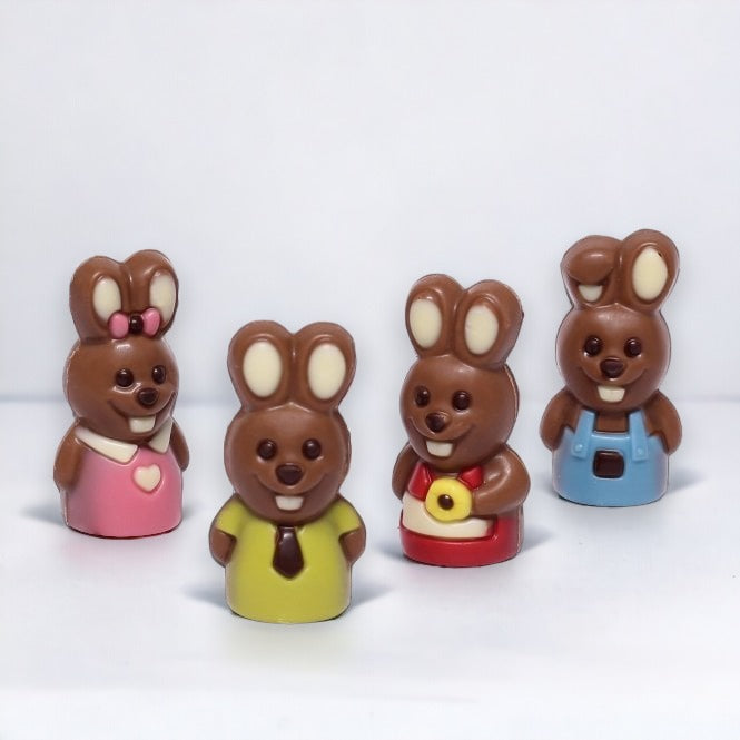 Mini Coffret Figurines Lapin de Pâques Chocolat Lait et Blanc 40g – 4 Moulages Gourmands