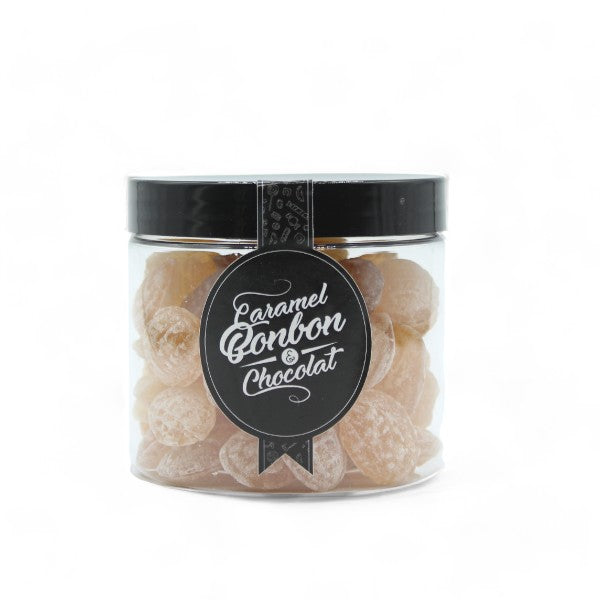 Pot de bonbons au miel, pastilles en sucre cuit fourrées d’un cœur fondant de miel liquide naturel.