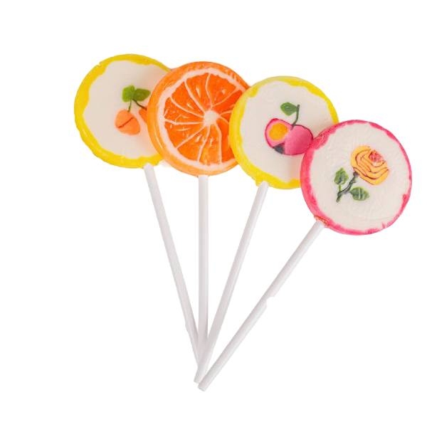 Petite sucette rock décor "fleurs/fruits" - 10g