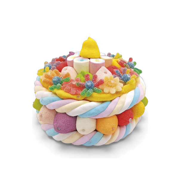 Gâteau de bonbons rond en étages – Guimauves et confiseries – 670g