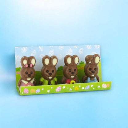 Mini Coffret Figurines Lapin de Pâques Chocolat Lait et Blanc 40g – 4 Moulages Gourmands