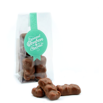 Sachet d’oursons en guimauve au chocolat au lait – guimauves fondantes enrobées de chocolat croquant, gourmandise irrésistible.
