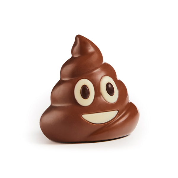 Emoji « Crotte » en chocolat au lait de 50g, gourmandise amusante et originale au chocolat fondant.