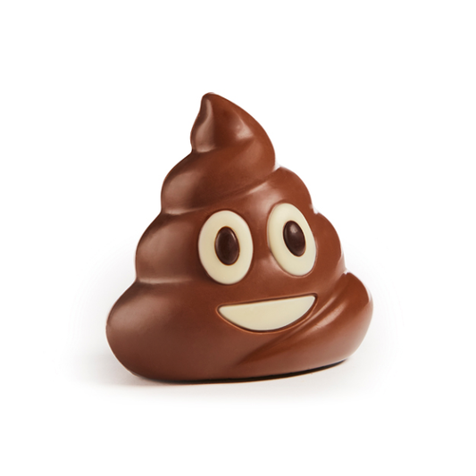 Emoji « Crotte » en chocolat au lait de 50g, gourmandise amusante et originale au chocolat fondant.