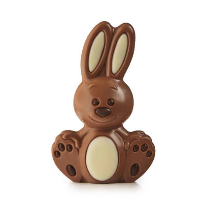 Moulage Lapin de Pâques Chocolat au Lait 60g – Décor Chocolat Blanc et Noir