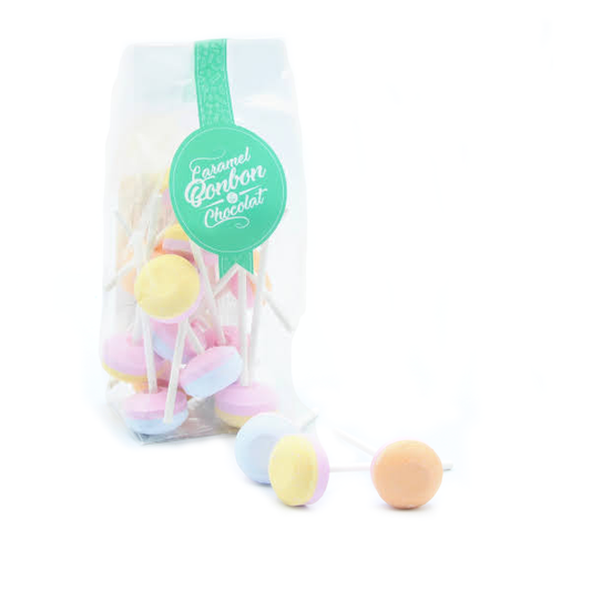 Sachet de sucettes Lollie Dextrose bicolores – bonbons au goût fruité en sucre dextrose.