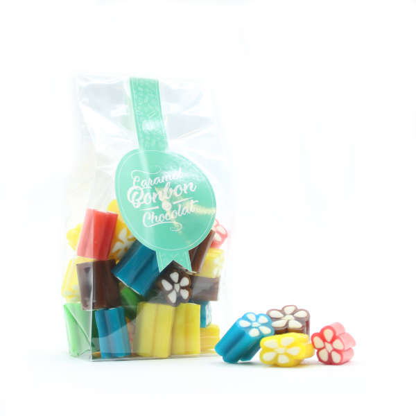 Sachet de bonbons Barillets multicolores, assortiment de confiseries fruitées et sucrées aux couleurs vives.