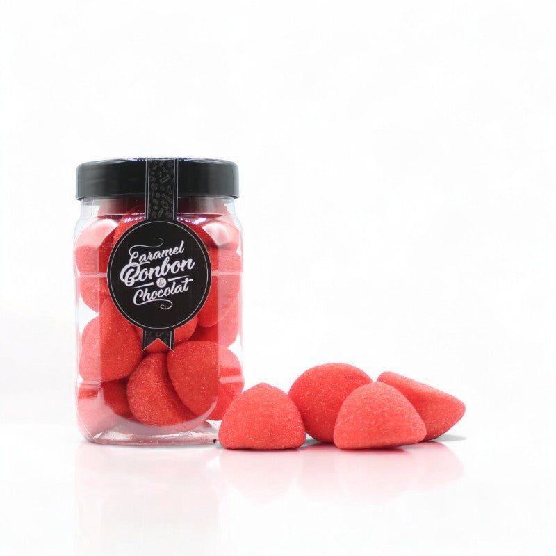 Bonbonnière de guimauves à la fraise – friandises tendres et gourmandes à la saveur de fraise.