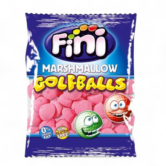 Sachet de 1kg de guimauves balle de golf goût fraise, confiseries roses et blanches moelleuses.