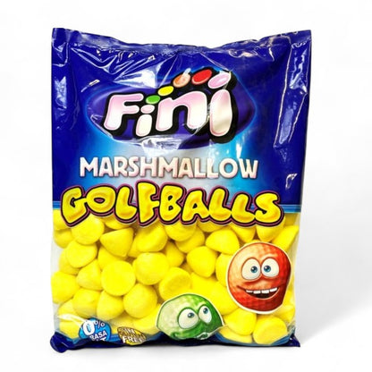 Sachet de 1kg de guimauves balle de golf goût banane, confiseries jaunes moelleuses.