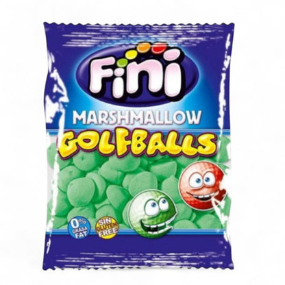 Sachet de 1kg de guimauves balle de golf goût pomme, confiseries vertes moelleuses et fruitées.