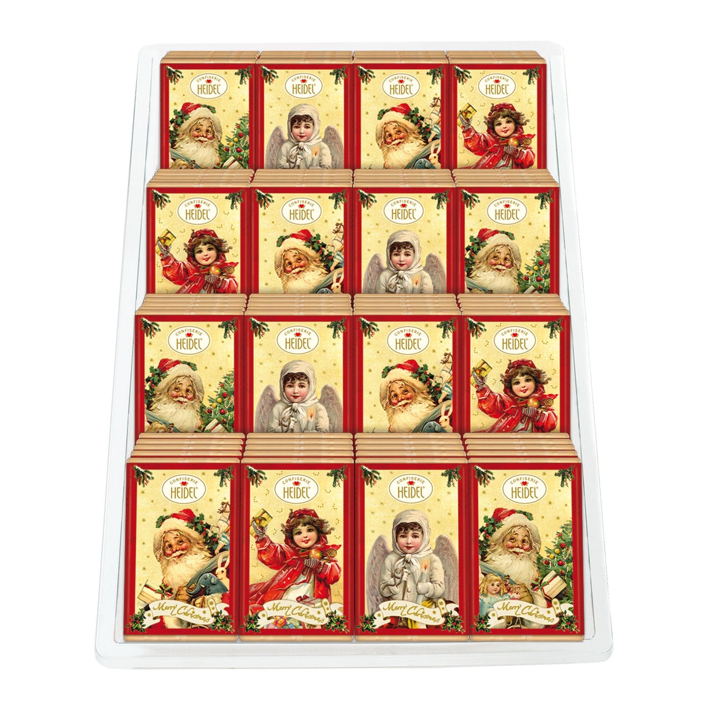 Tablette “Nostalgie” de Noël au chocolat au lait, emballage illustré évoquant la tradition et la chaleur des fêtes de fin d’année.