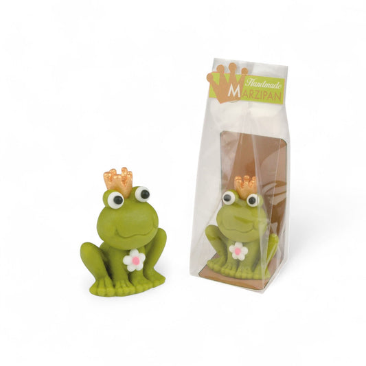 Pâte d’amande en forme de grenouille, confiserie fine et fondante décorée de sucre coloré pour une touche ludique et gourmande.