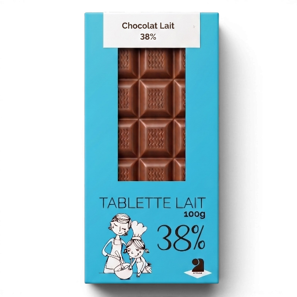 Tablette de chocolat lait 38% - 100g