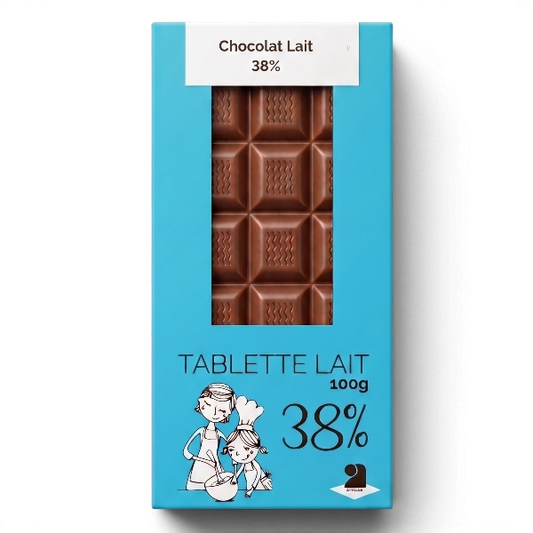 Tablette de chocolat lait 38% - 100g
