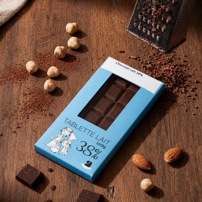 Tablette de chocolat lait 38% - 100g