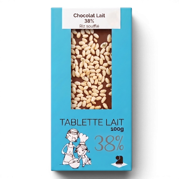 Tablette de chocolat lait 38% - Riz soufflé 100g