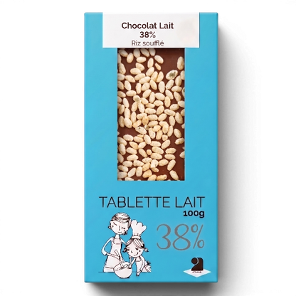 Tablette de chocolat lait 38% - Riz soufflé 100g