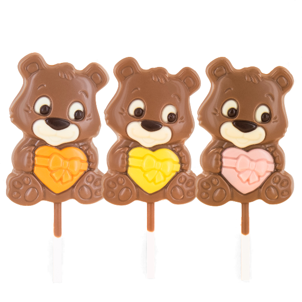 Sucette chocolat au lait ourson coeur - 25g