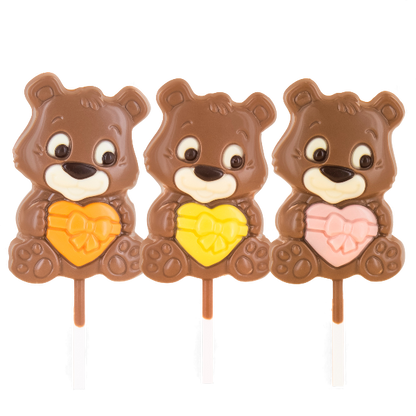 Sucette chocolat au lait ourson coeur - 25g