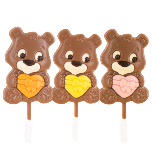 Sucette chocolat au lait ourson coeur - 25g