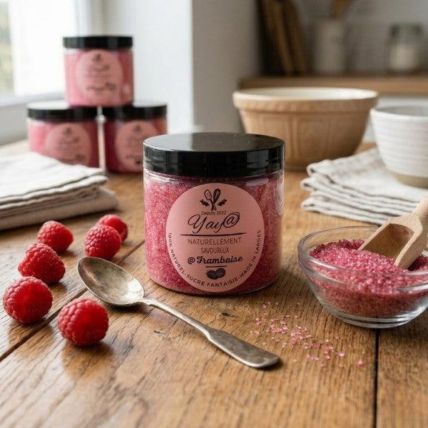 Sucre aromatisé framboise - Pot de 200g