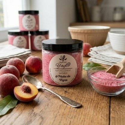 Sucre aromatisé pêche de vigne - Pot de 200g