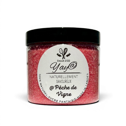 Sucre aromatisé pêche de vigne - Pot de 200g