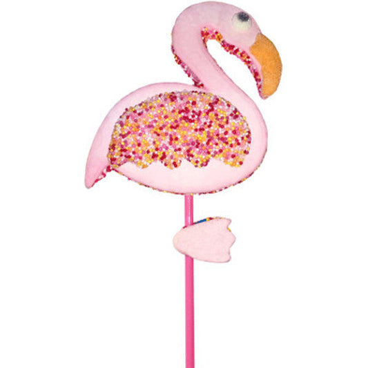 Brochette de guimauve “Flamant Rose” – friandise tendre et colorée au goût vanille, idéale pour anniversaire à thème animalier.