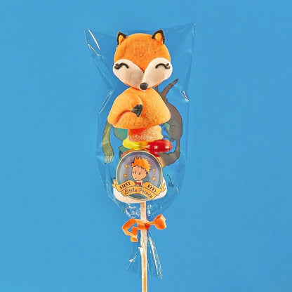 Brochette de guimauve “Renard” sur fond bleu – friandise artisanale décorée à la main, thème Le Petit Prince.