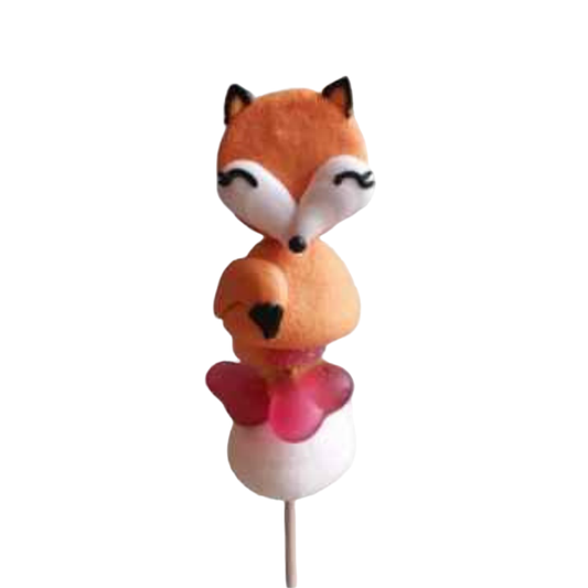 Brochette de guimauve “Renard” – bonbons artisanaux en forme de renard, saveurs pêche, vanille et cerise, licence Le Petit Prince.