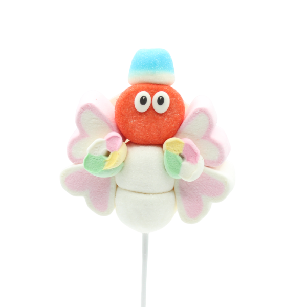 Brochette de guimauve “Papillon” rose – bonbon coloré en forme de papillon, friandise moelleuse et gourmande.