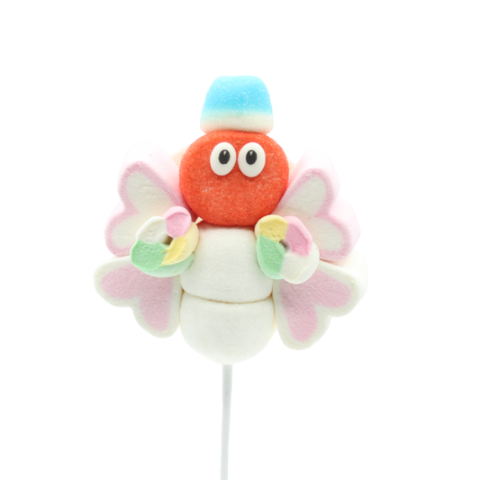 Brochette de guimauve “Papillon” rose – bonbon coloré en forme de papillon, friandise moelleuse et gourmande.